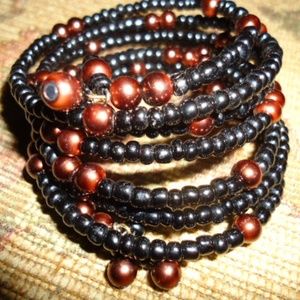Black and Brown memory wire bracelet